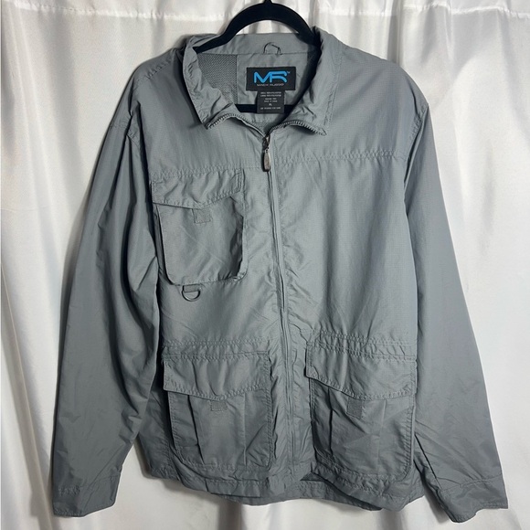 Mack Russo Windbreaker Water Resistant Cargo Style Gray Workout NWT SZ XL Zip Up - Picture 1 of 7